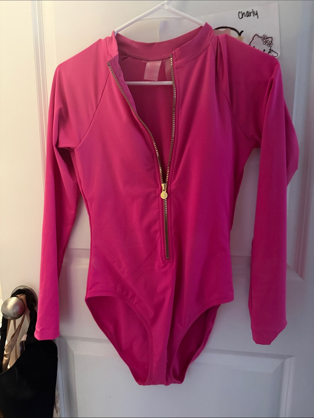 Lilly Pulitzer Hot Pink Long-Sleeve One-Piece Swimsuit with Front Zip